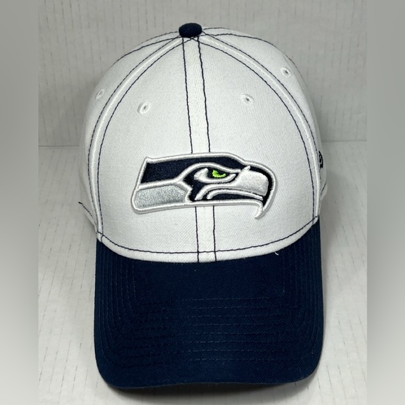 Seattle Seahawks Adjustable Hat New Era 9Forty White Blue OSFM RN11493 CA40289 - Picture 1 of 11